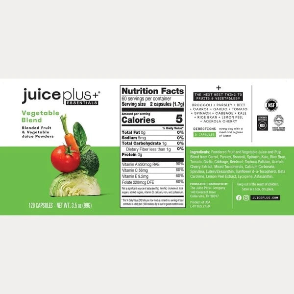 JuicePlus+ Fruit & Vegetable Blend Capsules – 120 Servings Whole Food Nutrition