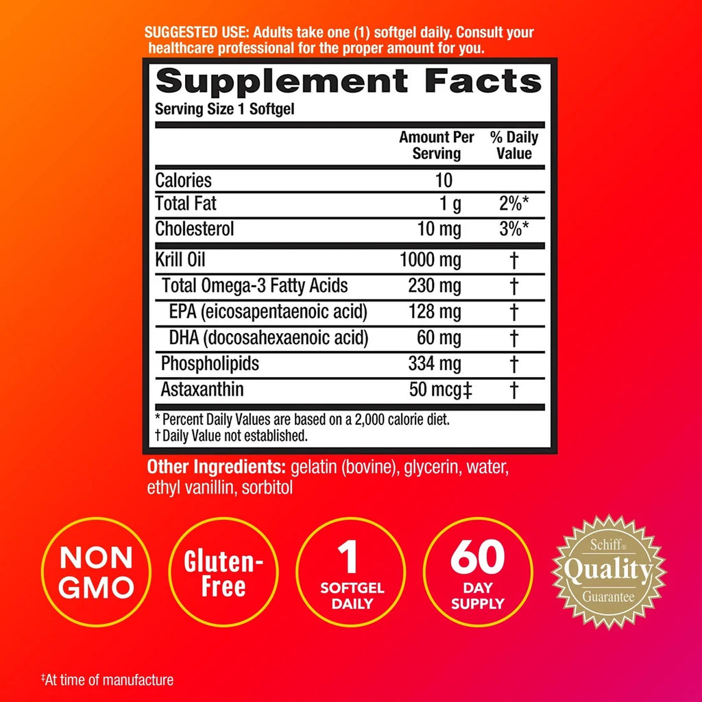 MegaRed Omega-3 Krill Oil for Heart Health, Ultra Strength, 1000 mg, 60 Softgels